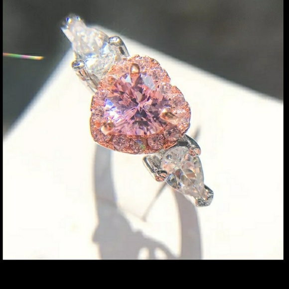 Jewelry - .925 Silver Pink Heart Ring